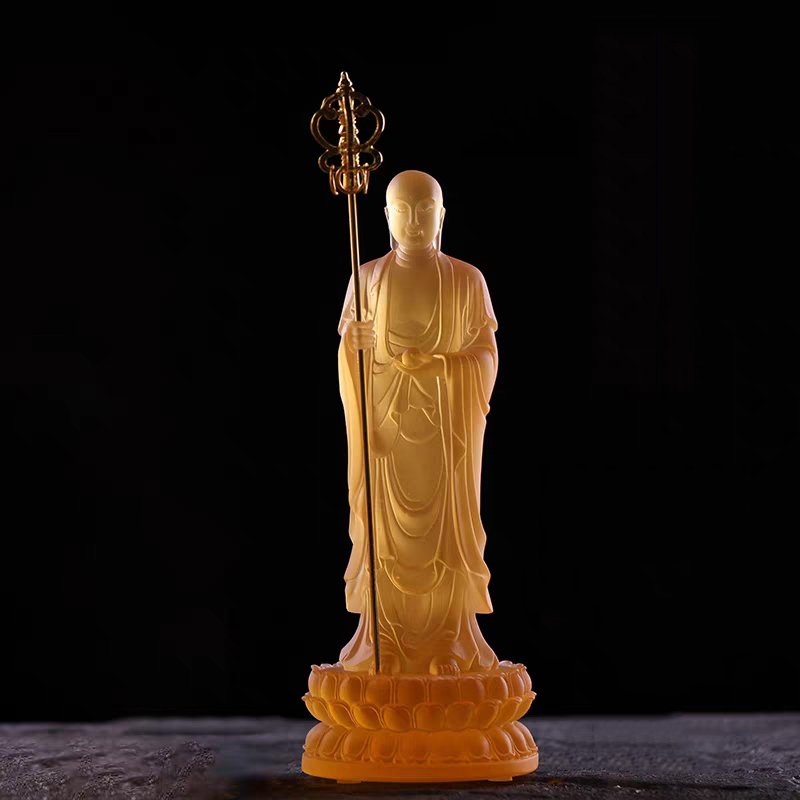 Bodhisattva Ksitigarbha Figure of Buddha Peace Auspice Buddha Statue Crystal Sculpture Dizang Buddhist - Image 4