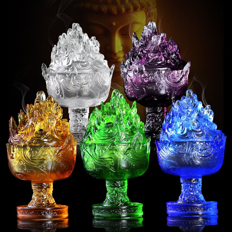 Liuli Crystal Retro Boshan Hill Incense Burner Home Interior Decoration Incense Coil Tool