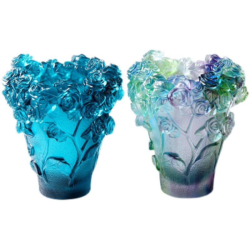 Rose Flower Vase Crystal European Light Luxury Home Gift Glazed Vase Roses Decor - Image 3