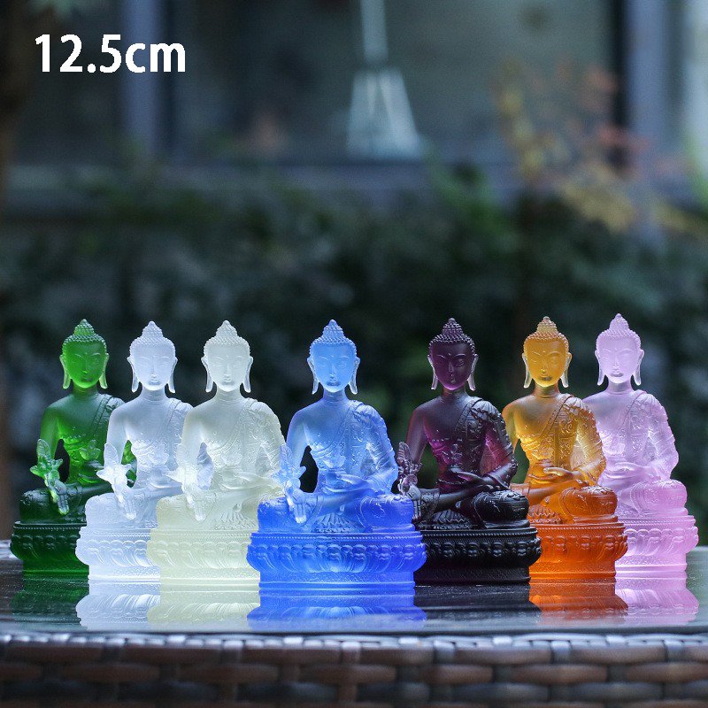 Exquisite Medicine Buddha Statue Sculpture Handmade Figurine Crystal Craft - Image 2