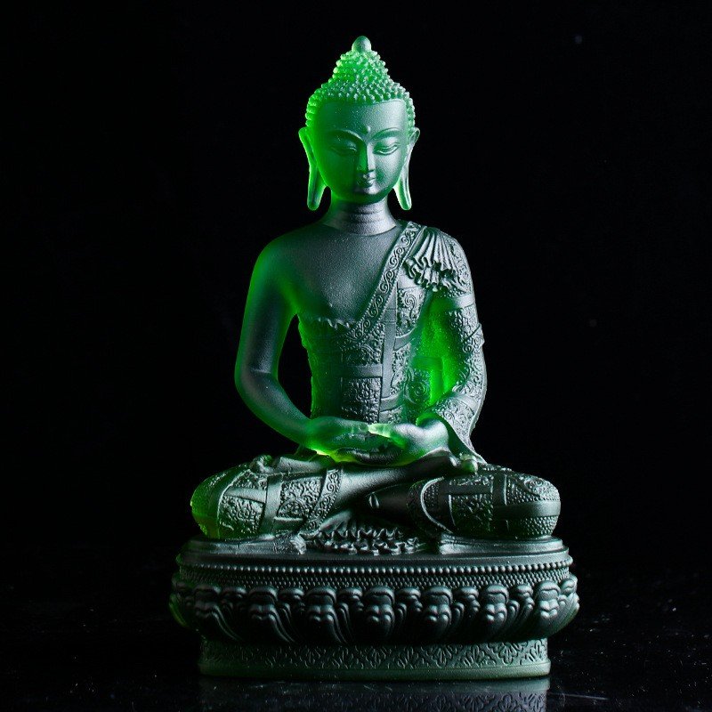 Exquisite Medicine Buddha Statue Sculpture Handmade Figurine Crystal Craft - Image 7
