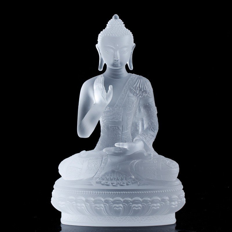 Exquisite Medicine Buddha Statue Sculpture Handmade Figurine Crystal Craft - Image 8