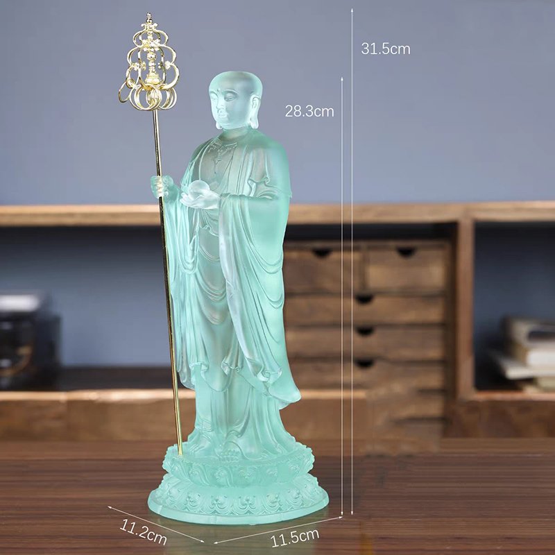 Bodhisattva Ksitigarbha Figure of Buddha Peace Auspice Buddha Statue Crystal Sculpture Dizang Buddhist - Image 5
