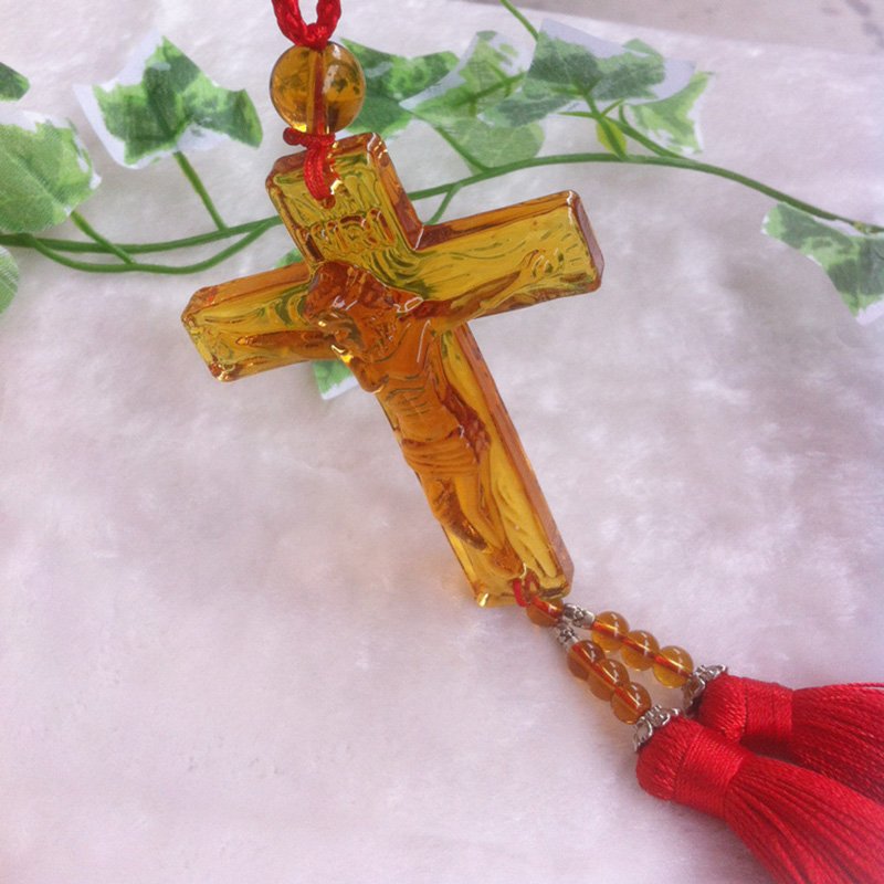 Car Ornament Crystal Cross Pendant Jesus Christ Decoration Gift Interior Hanging Accessories - Image 2