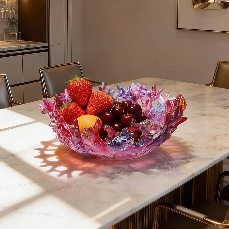 Coral Fruit Bowl Table Decoration Plate Home Crystal Ornament - Image 3