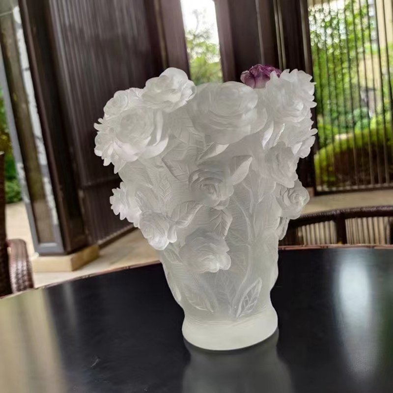 Rose Flower Vase Crystal European Light Luxury Home Gift Glazed Vase Roses Decor - Image 2
