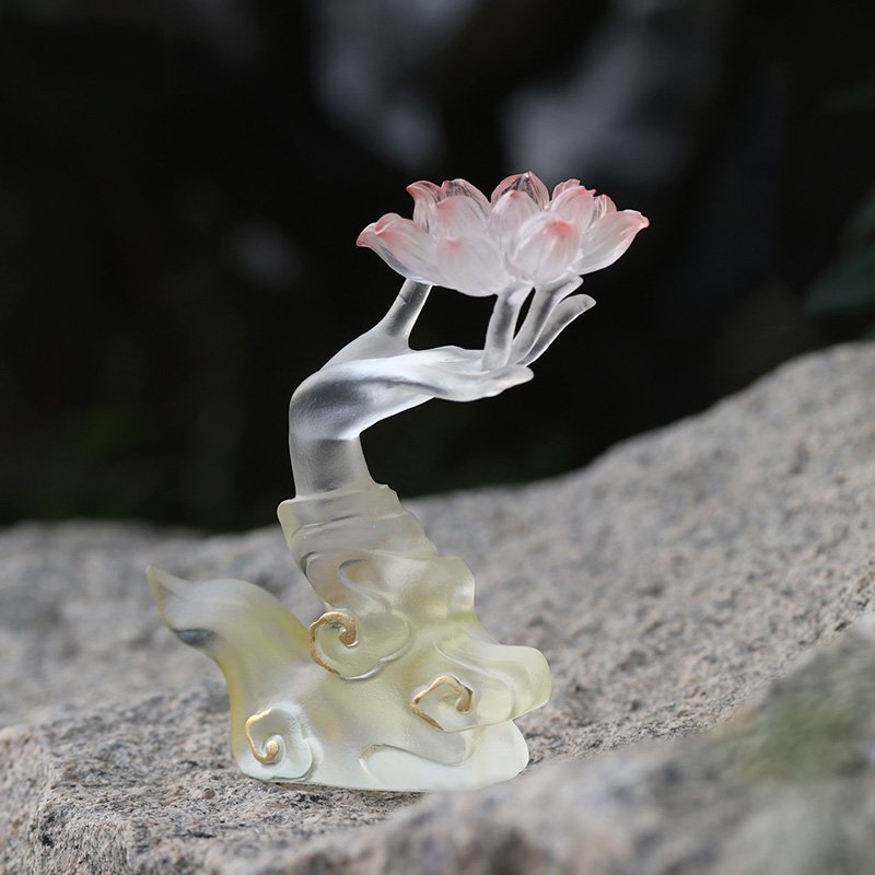 Chinese style Buddha's Hand Lotus Incense Burner Stand Home Decoration Handmade Crystal Crafts