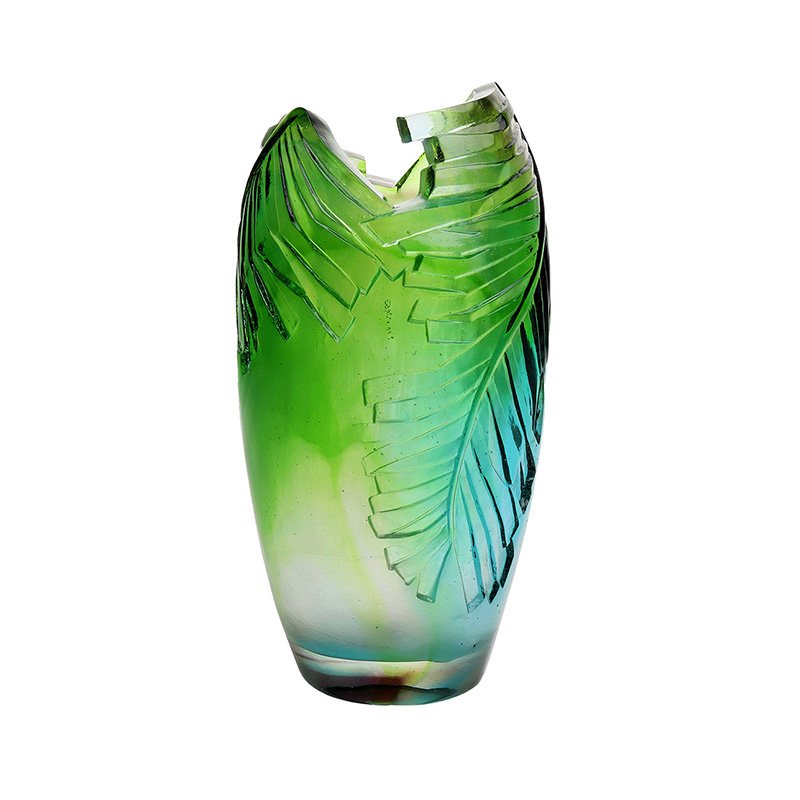 Creative Palm Leaf Green Crystal Flower Vase Home Decoration Geen Leaves Heart Shap