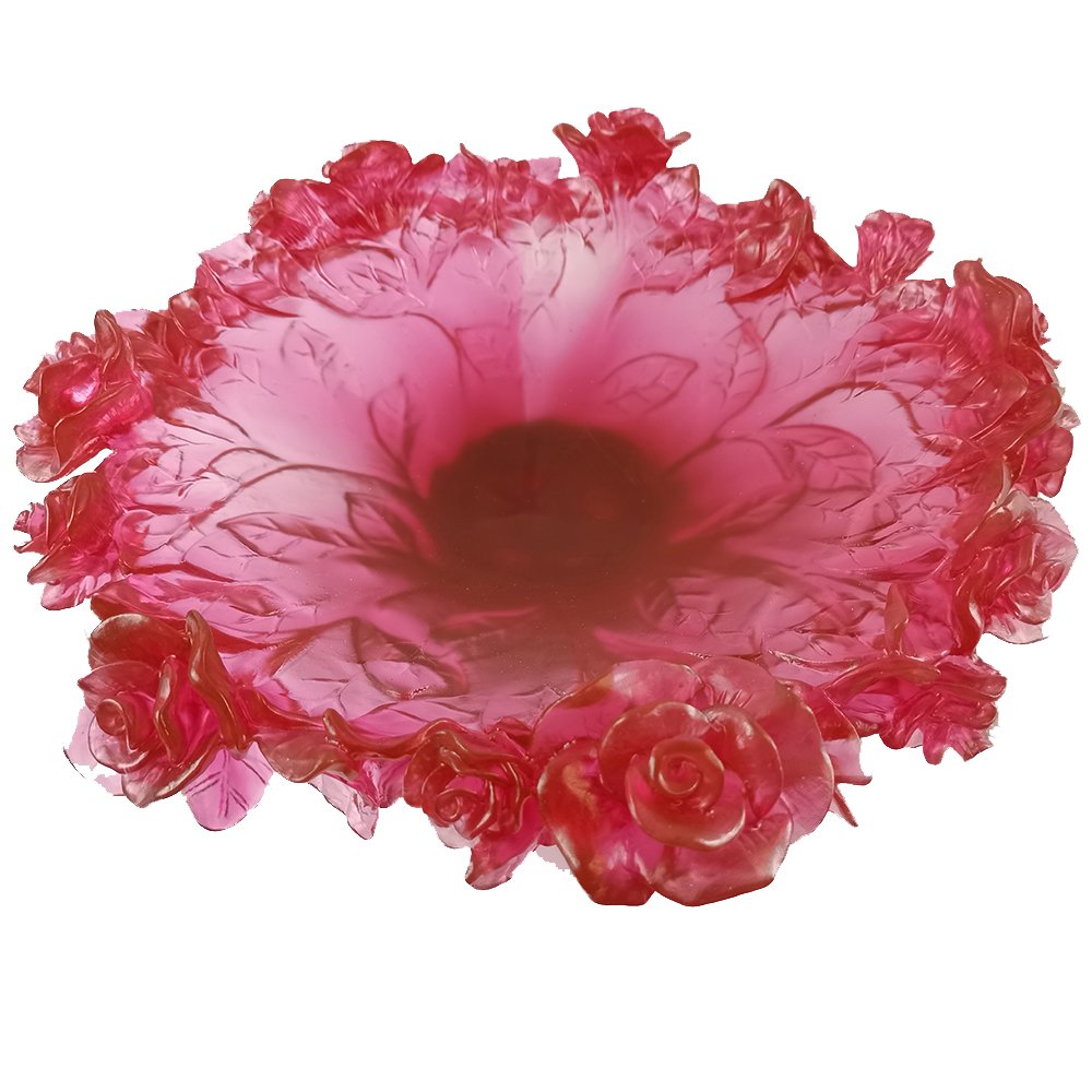 Luxury Rose Flower Fruit Plate High-Grade Crystal Tray Ideal for Living Room & Decorative Ornaments - Image 3