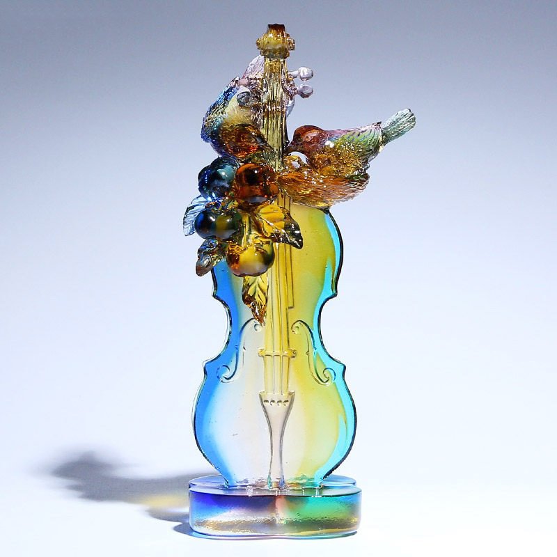 High-end Crystal Violin Figurine Statue Music Fan Lover Wedding Gift Home Decor Ornament