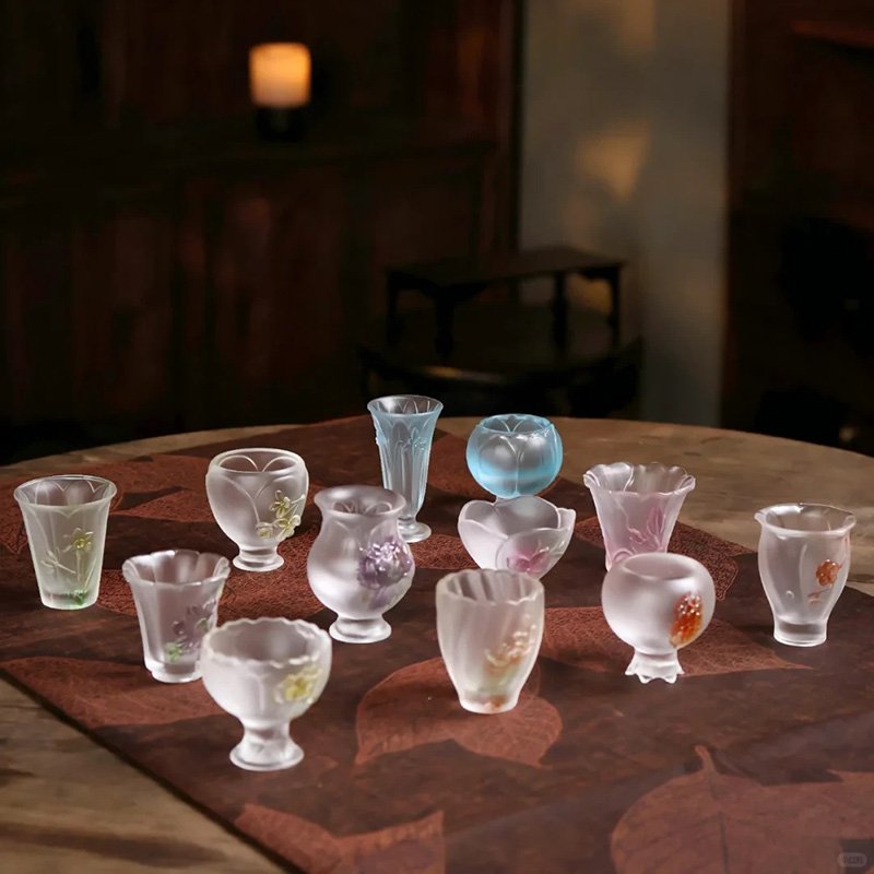 Beautiful Flower Cup Base Set orchid wintersweet peachblossom peony magranate lotus crape osmanthus hibiscus chrysanthemum narcissus - Image 3