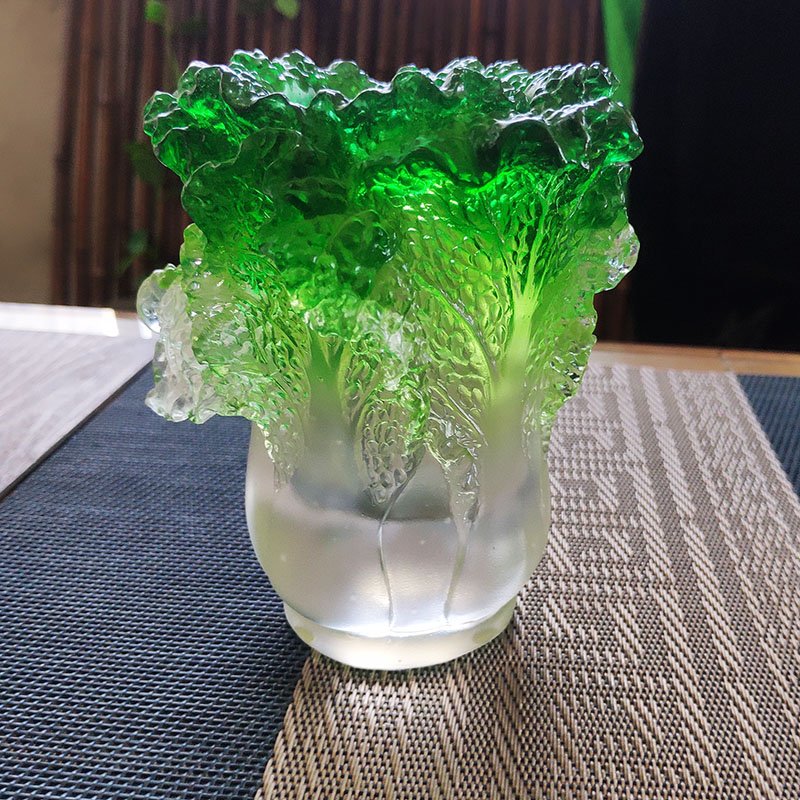 Superior Quality Study Desktop Pen Holder Genuine Liuli Cabbage Box Business Gift Auspicious Decor - Image 3