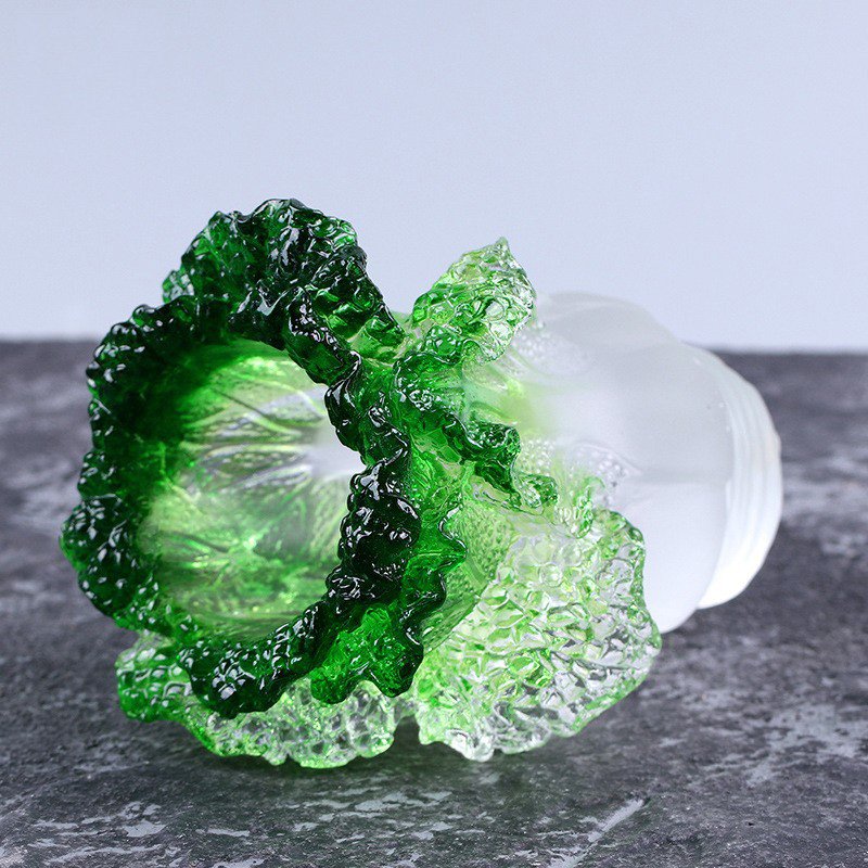 Superior Quality Study Desktop Pen Holder Genuine Liuli Cabbage Box Business Gift Auspicious Decor - Image 2