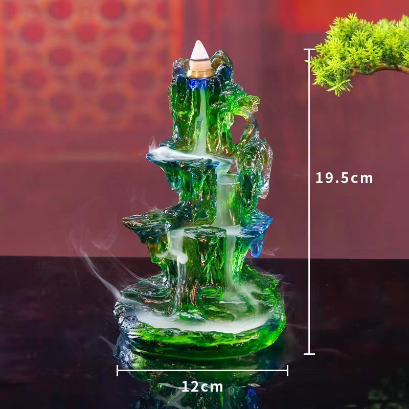 Waterfall Backflow Incense Burner Handmade Mountain Censer Hill Incense Stick Holder Buddhist Soothing Spirits Purify Fragrance - Image 2
