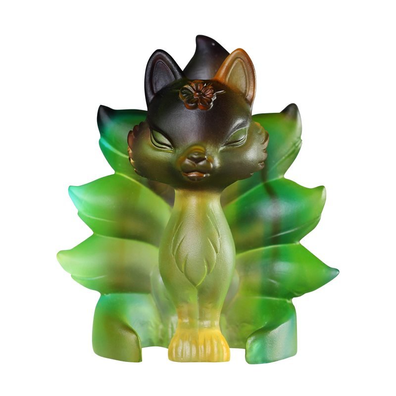 Ancient Crystal Lucky Nine-tailed Fox Figurine Cute Mythic Animal Figurine Home Office Sculpture Desktop Decor Protective Gift - Image 2