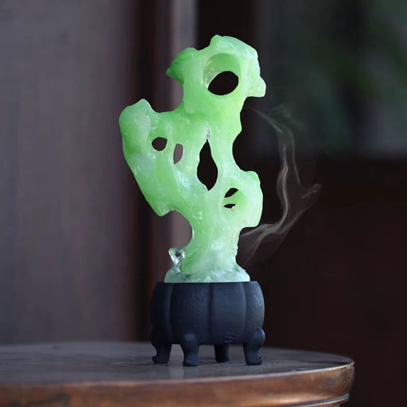 Zen Fengshui Ornament Handmade Mountain Censer Hill Incense Stick Holder Buddhist Soothing Spirits Purify Fragrance