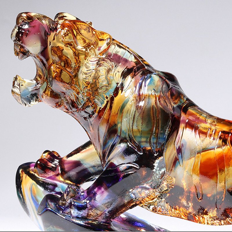 Chinese Zodiac Mighty Crystal Tiger King Statue Attract Wealth Desk Figurine Home Decor Housewarming Congratulatory Gift - Image 3