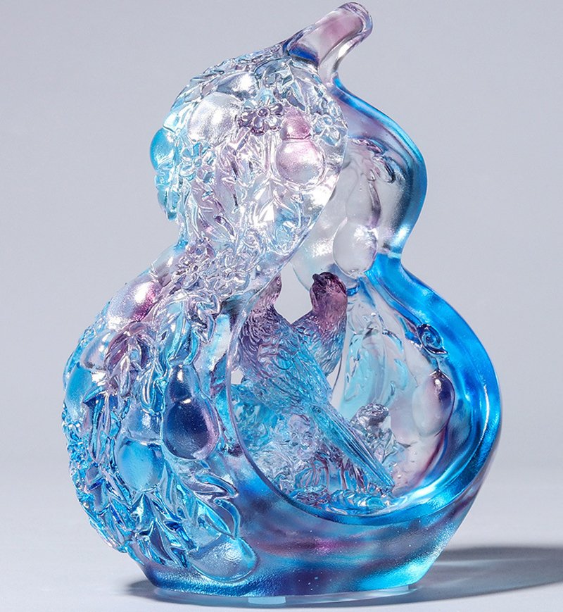 High Grade Creative Wedding Crystal Love Artwork Lovely Couple Birds in Gourd Design Hand Made Glass Girl Gift - Image 2