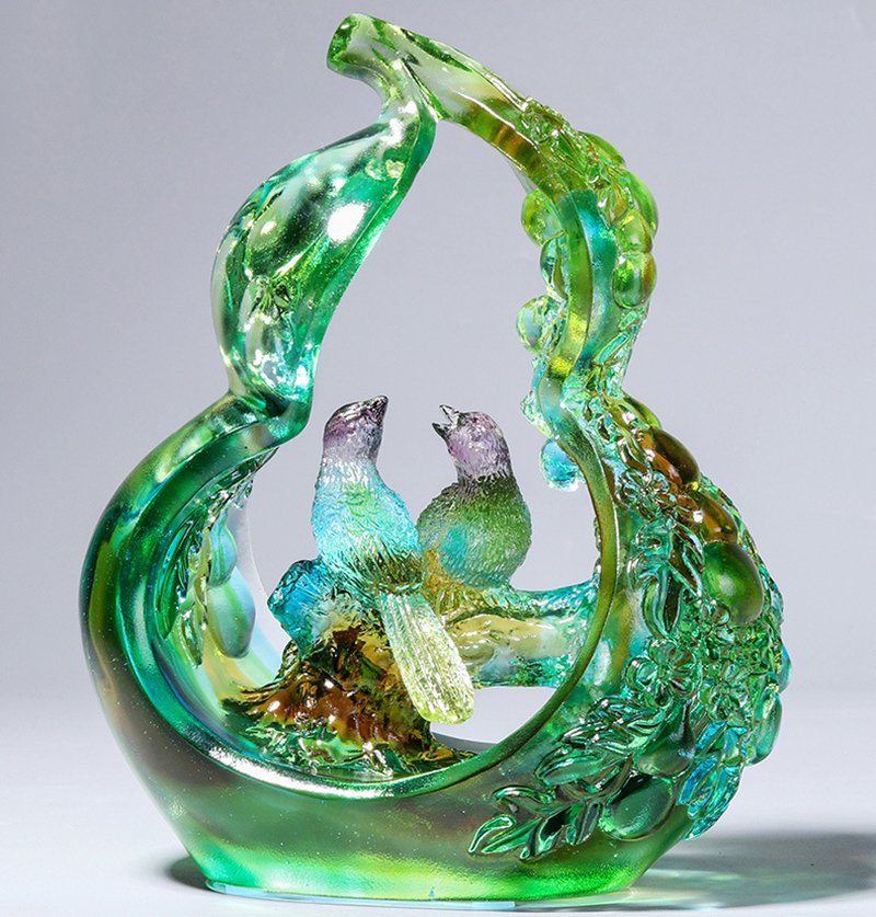 High Grade Creative Wedding Crystal Love Artwork Lovely Couple Birds in Gourd Design Hand Made Glass Girl Gift - Image 3