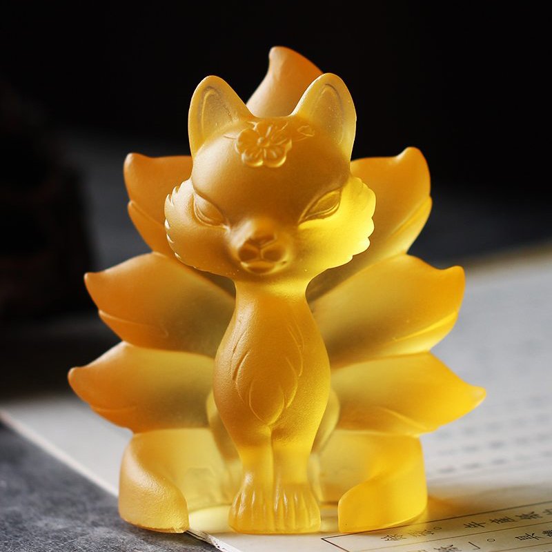 Ancient Crystal Lucky Nine-tailed Fox Figurine Cute Mythic Animal Figurine Home Office Sculpture Desktop Decor Protective Gift - Image 3