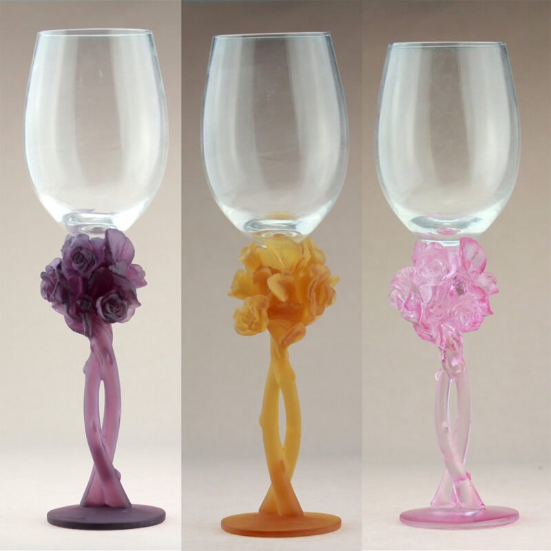 European Vintage Imperial Crystal Rose Flower Wine Cup Luxury Wedding Home Gift Glass Champagne Whiskey Cup