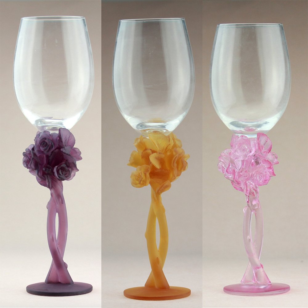 European Vintage Imperial Crystal Rose Flower Wine Cup Luxury Wedding Home Gift Glass Champagne Whiskey Cup