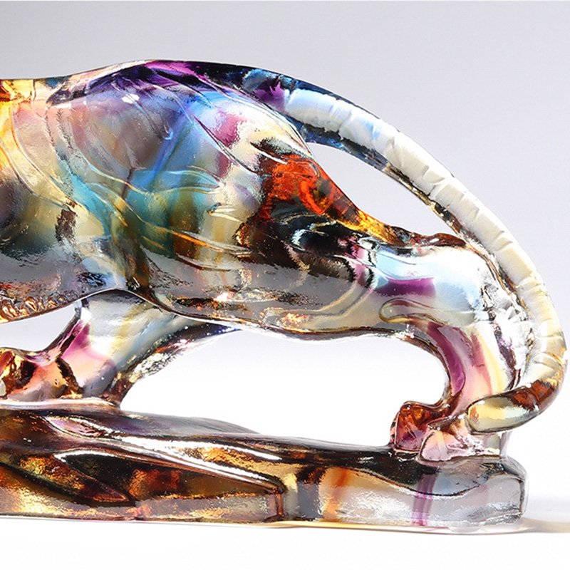Chinese Zodiac Mighty Crystal Tiger King Statue Attract Wealth Desk Figurine Home Decor Housewarming Congratulatory Gift - Image 2