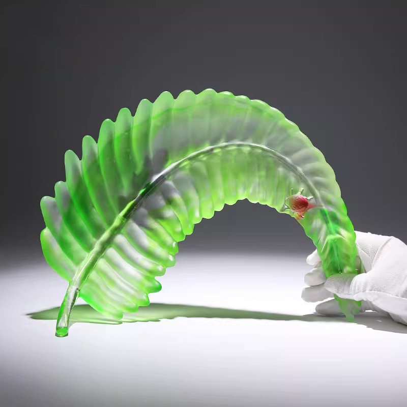 Creative Big Green Leaf Crystal Candy Bowl Luxury Glass Fruit Plate Beautiful Table Sweet Tray - Image 2