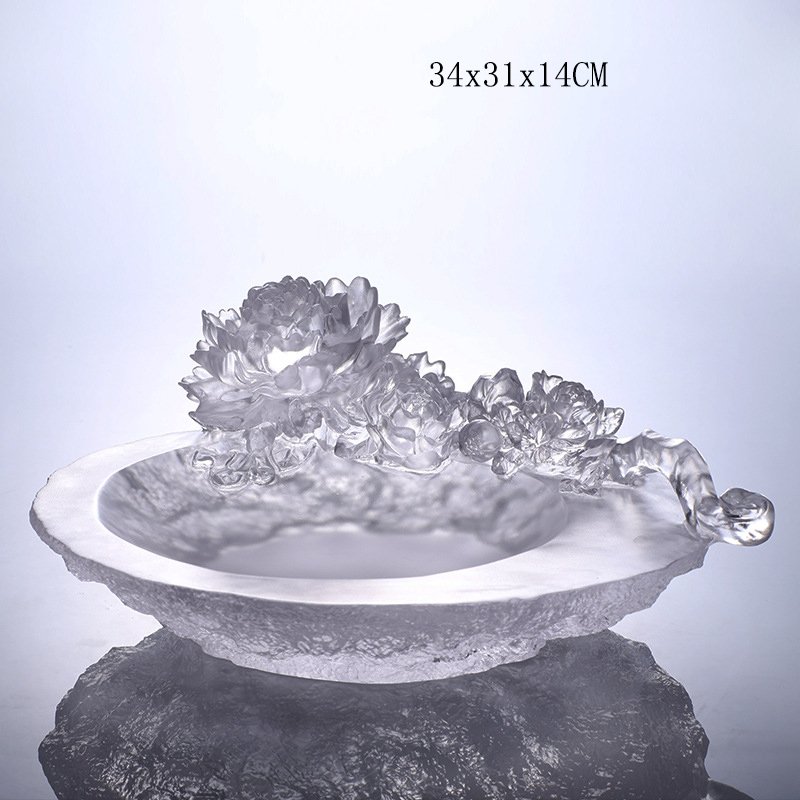 Creative Big Peony Flower Crystal Fruit Bowl Home Decor Lovely Candy Plate Cabinet Treasure Wealth Holder Bread Tray - Image 2