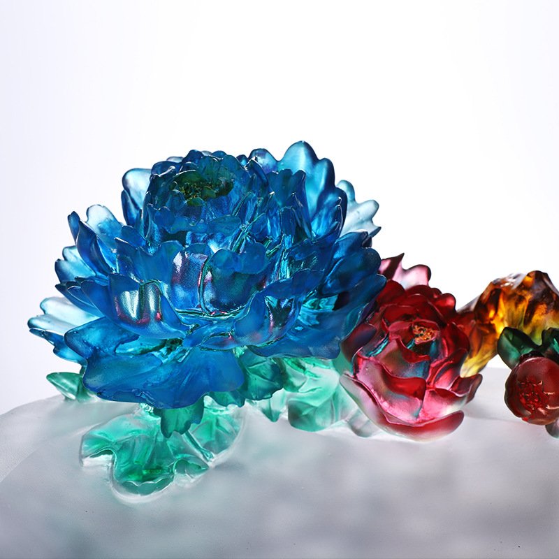 Creative Big Peony Flower Crystal Fruit Bowl Home Decor Lovely Candy Plate Cabinet Treasure Wealth Holder Bread Tray - Image 4