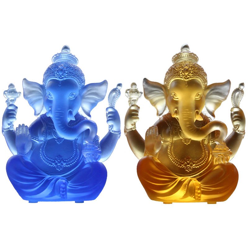 Shining Crystal Ganesha Sculpture Statue of Lord Ganesh Ganpati Elephant Hindu God Remove Obstacle Auspicious Gift - Image 3