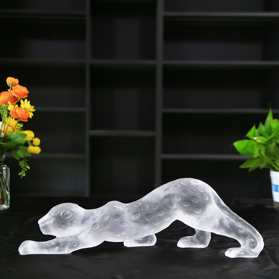 Crystal Panther Statue Home Decoration Animal Sculpture Black Wild Beast Figurine Vivid Grand Leopard Figurine - Image 2