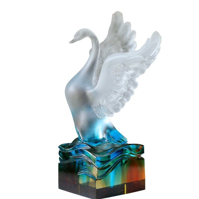 Elegant Swan Figurines Luxrury Colored Glaze Art Collection Crafts Home Wedding Decor Web Birthday Crystal Girl Women Gift