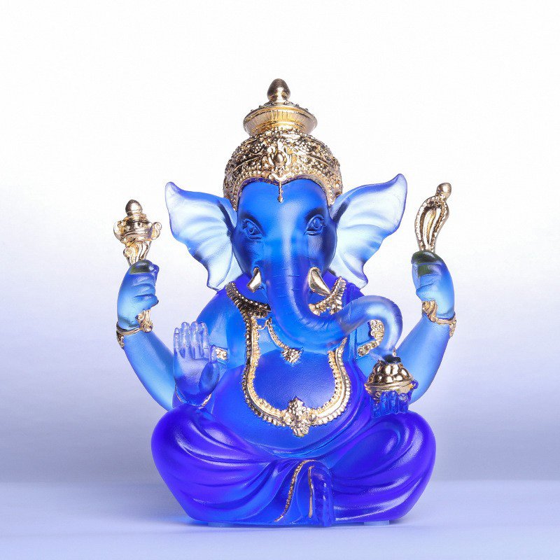 Shining Crystal Ganesha Sculpture Statue of Lord Ganesh Ganpati Elephant Hindu God Remove Obstacle Auspicious Gift