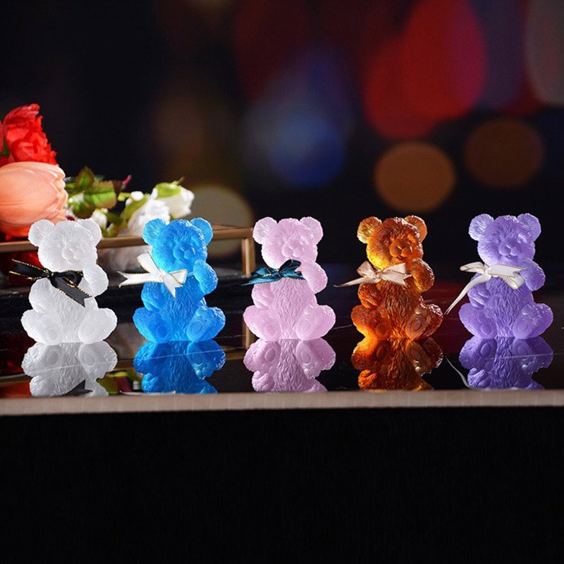 Crystal Teddy Bear Figurine Cute Animal Statue Colorful Liuli Lovely Collectible Sweet Gift Birthday Ornament - Image 2
