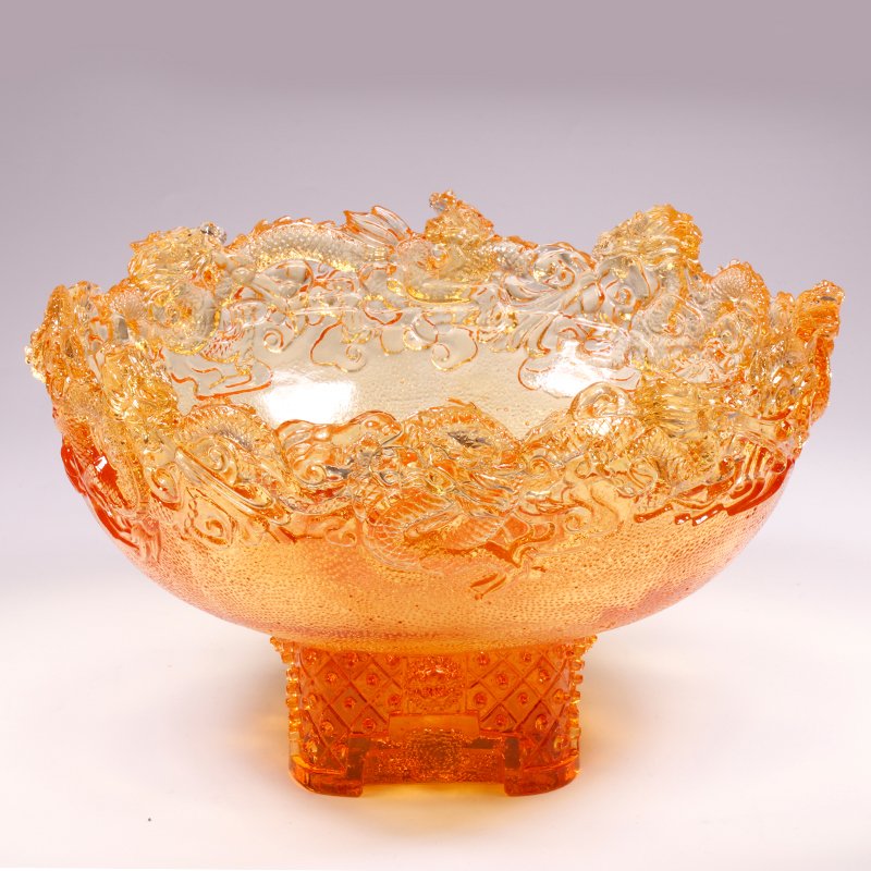 Nine Dragon Design Luxury Royal Crystal Fruit Tray Imperial Bowl Ornament Agate Treasure Basin Cornucopia For Fortune - Image 2