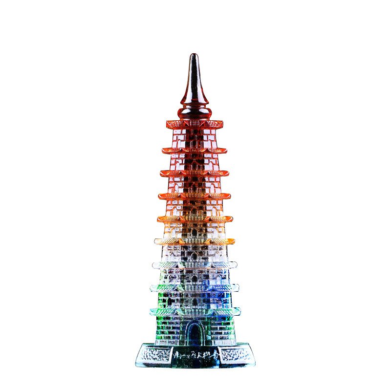 China Historical Tradditional  Wenchang Pagoda Figurine Crystal Study Cultural Lucky Tower Academic Success Symbol