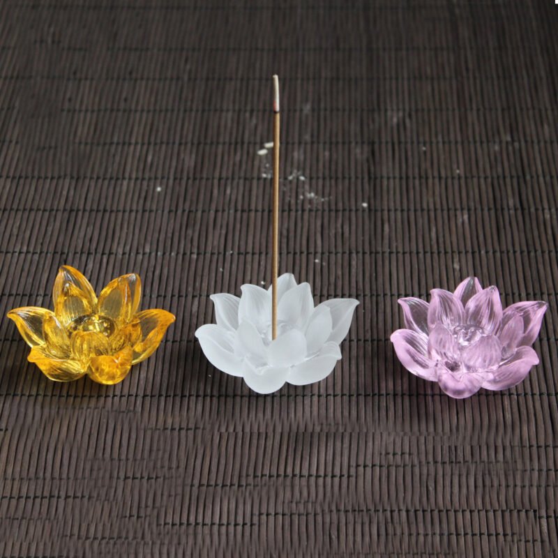 Crystal Incense Stick Holer Dainty Lotus Flower Base Mini Home Decorative Exquisite Ornament