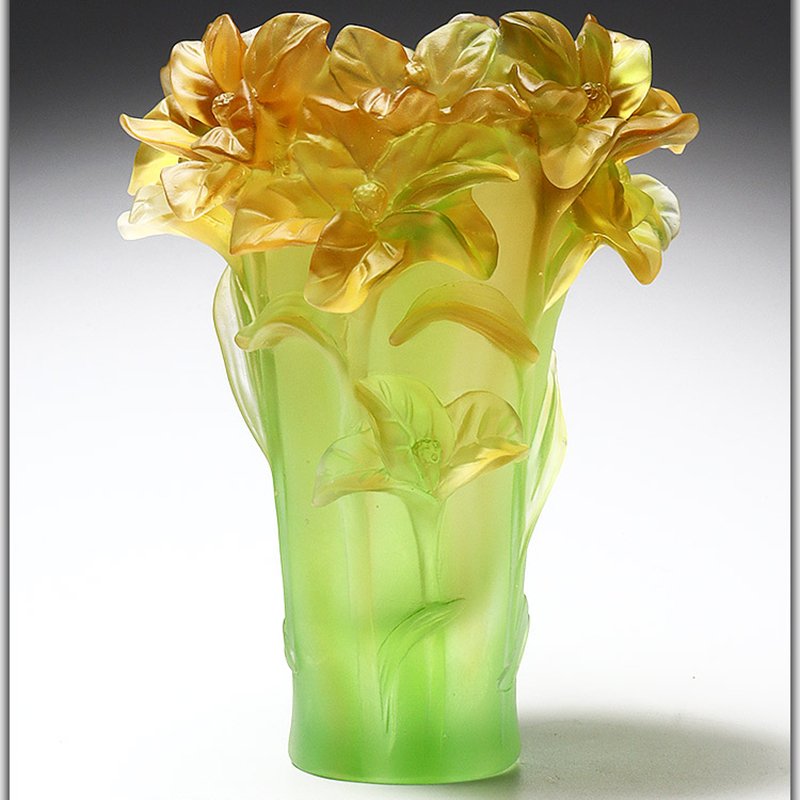 16m Tall Crystal Orchid Flower Vase Beautiful Lily Dresser Brush Holder Home Decor Table Glass Artworks