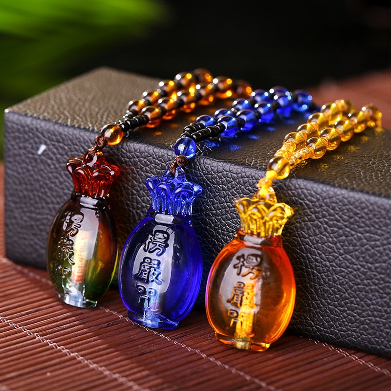 Crystal Chinese Style Shurangama Mantra‌ Necklace The Great White Canopy Mantra Lucky Pendant Six True Words Blessing Amulet