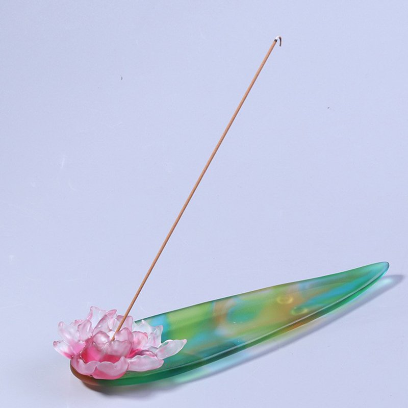 Beautiful Crystal Peony Full Bloom Incense Stick Holder Flower Incense Burner Handmade Desk Furnishing