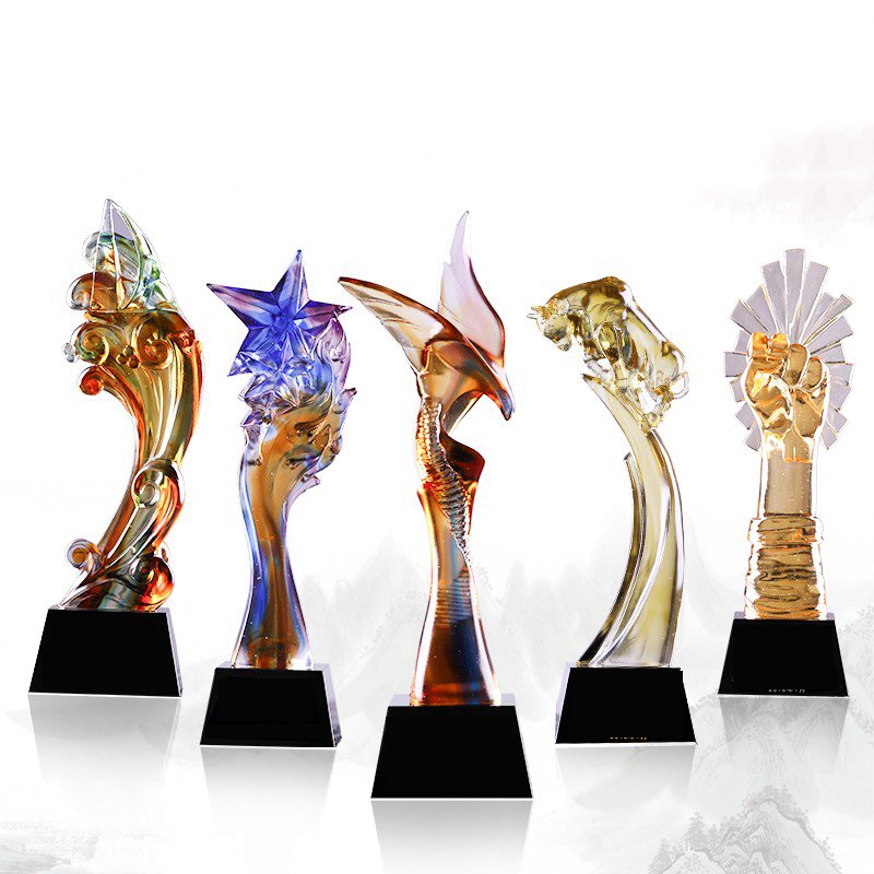 Customized crystal sculpture trophy sports volleyball tennis badminton golf games competition awards home decor