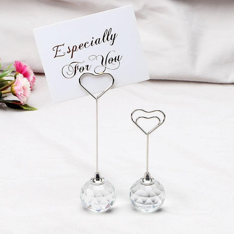Crystal Base Love Shape Photo Clip Wedding Party Signs Table Numbers Place Cards Holder