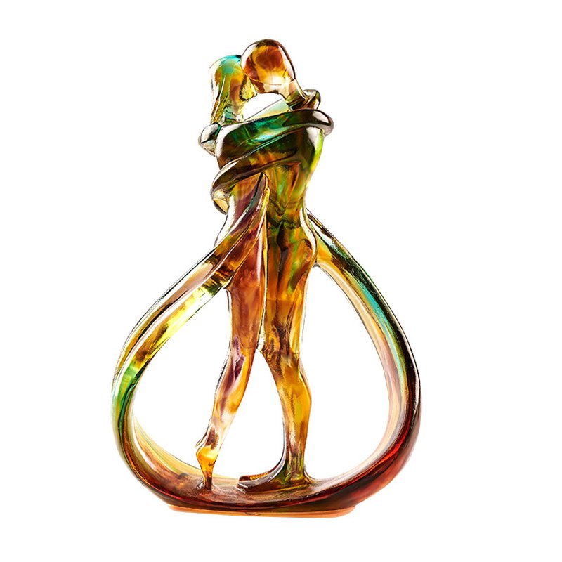 Beautiful Crystal Embracing Dancing Couple Loving Human Statue Wedding Decorative Lovers Ornament