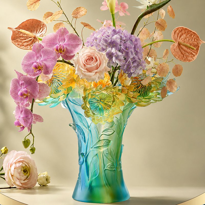 Beautiful Crystal Glass Imperial Sunfowers Vase