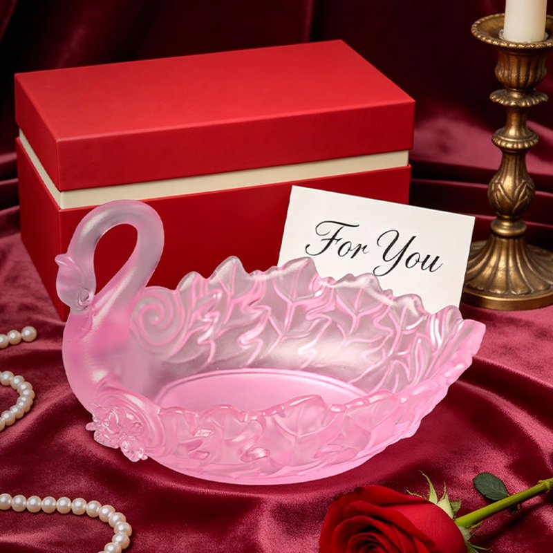 Romantic Life Home Ornament Crystal Swan Fruit Bowl Desktop Glassware Handcraft - Image 2