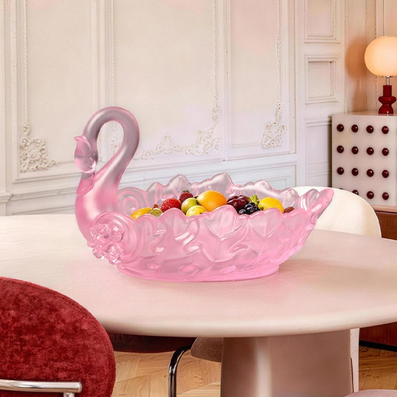 Romantic Life Home Ornament Crystal Swan Fruit Bowl Desktop Glassware Handcraft