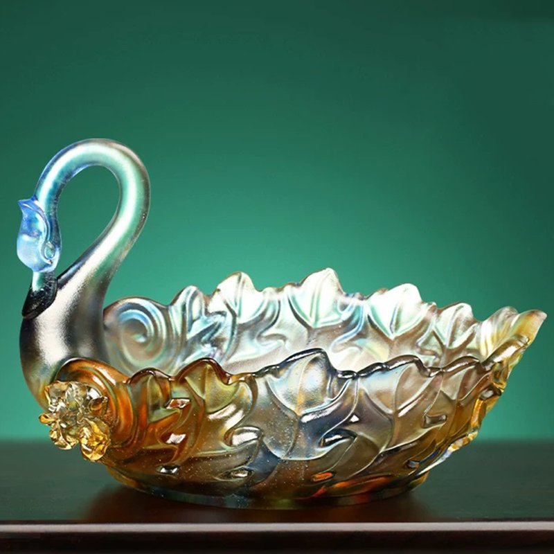 Romantic Life Home Ornament Crystal Swan Fruit Bowl Desktop Glassware Handcraft - Image 4